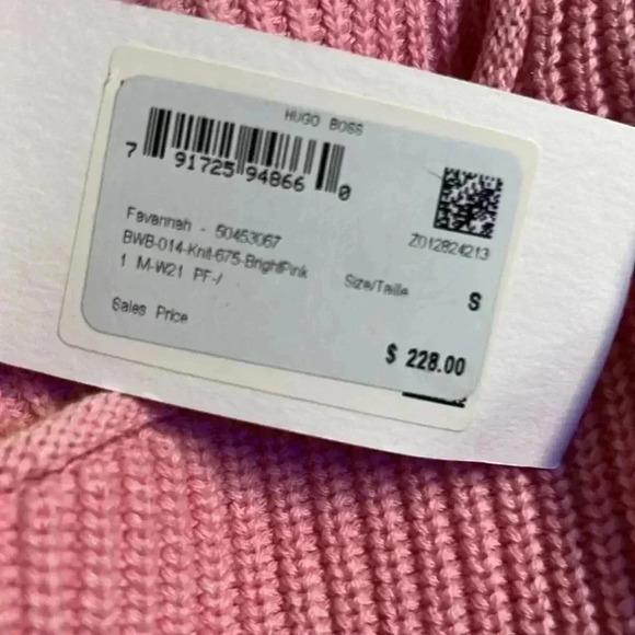NWT Boss SCOOP-NECK FAVANNAH SWEATER IN COTTON WITH SILK AND CASHMERE Pink - Picture 6 of 6